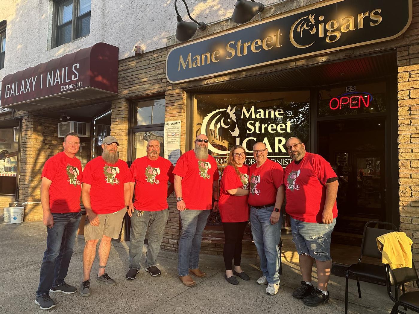 The Exile Cigars team outside Mane Street Cigars, the New Jersey cigar shop where founder Alexander Martinez built his tobacconist experience